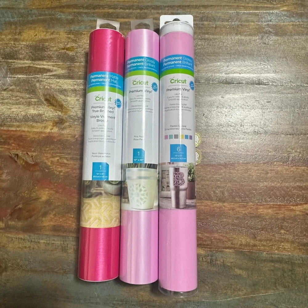 Cricut Premium Vinyl Permanent Bundle Neon Watermelon Pink Pearl Pastels Sampler